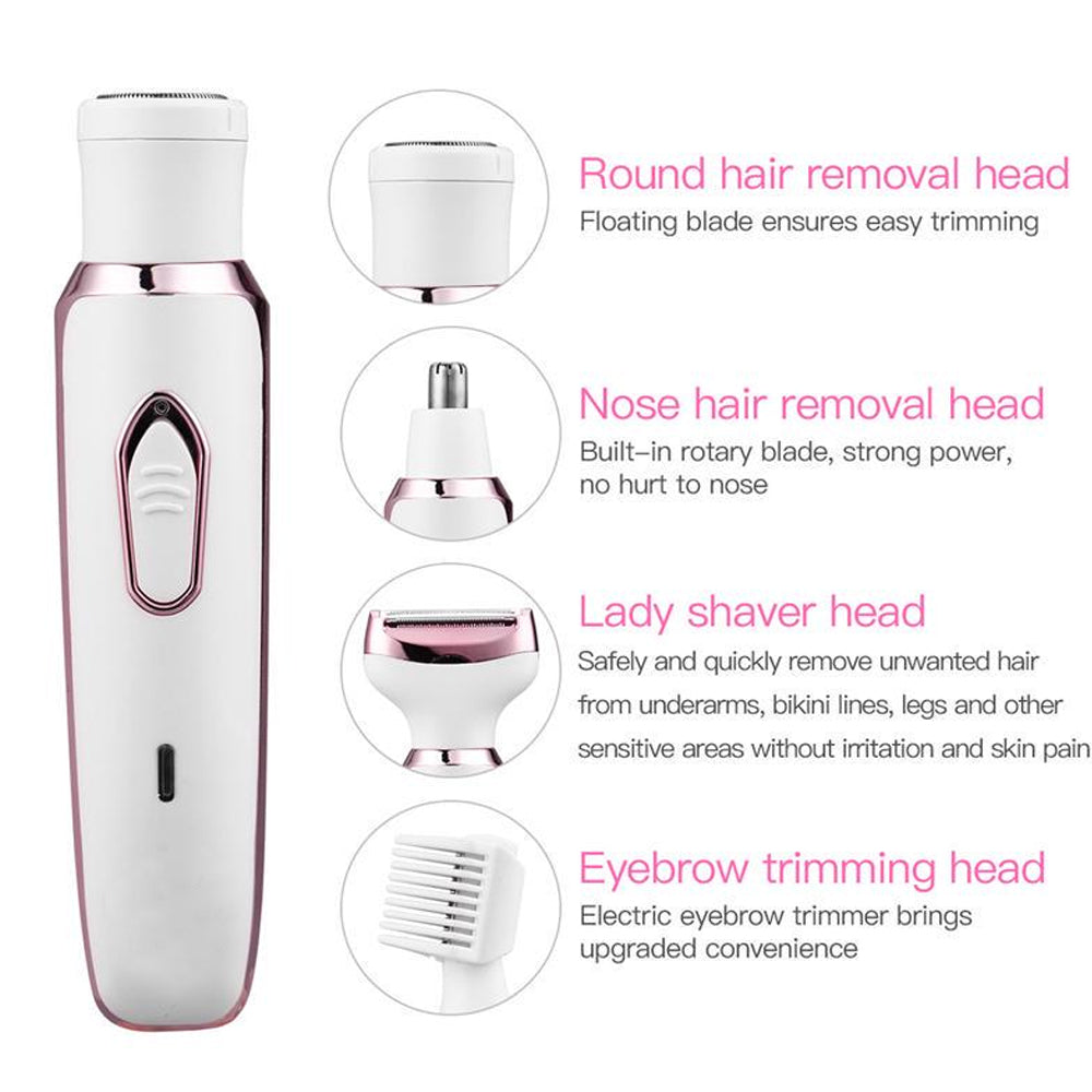 4-in-1 Women's USB Rechargeable Painless Epilator Electric Shaver_9