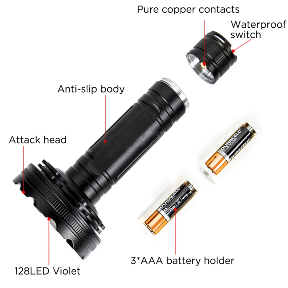 Battery Operated 128 UV LED Flashlight Pet Urine Detector_3
