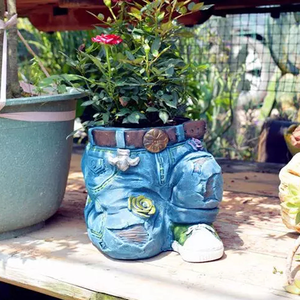 Denim Jeans Resin Outdoor Garden Flower Pot_11