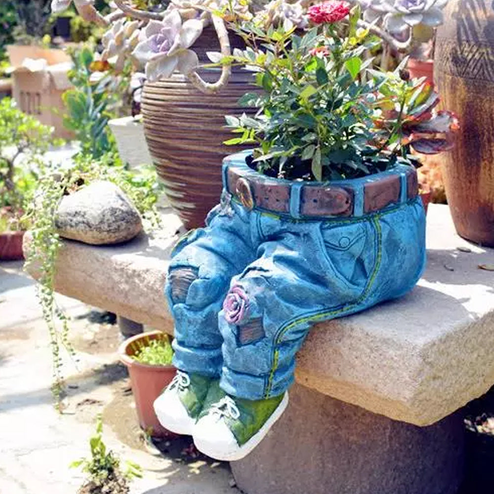 Denim Jeans Resin Outdoor Garden Flower Pot_13