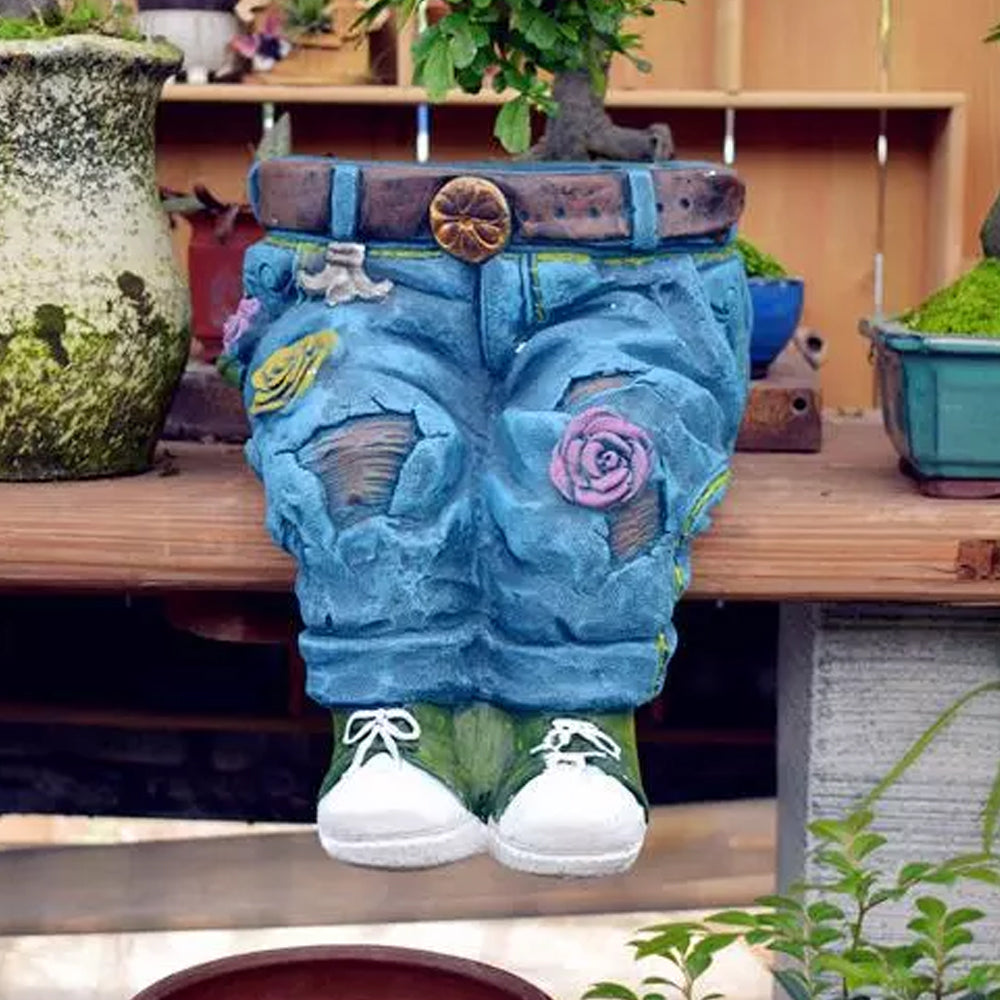 Denim Jeans Resin Outdoor Garden Flower Pot_5